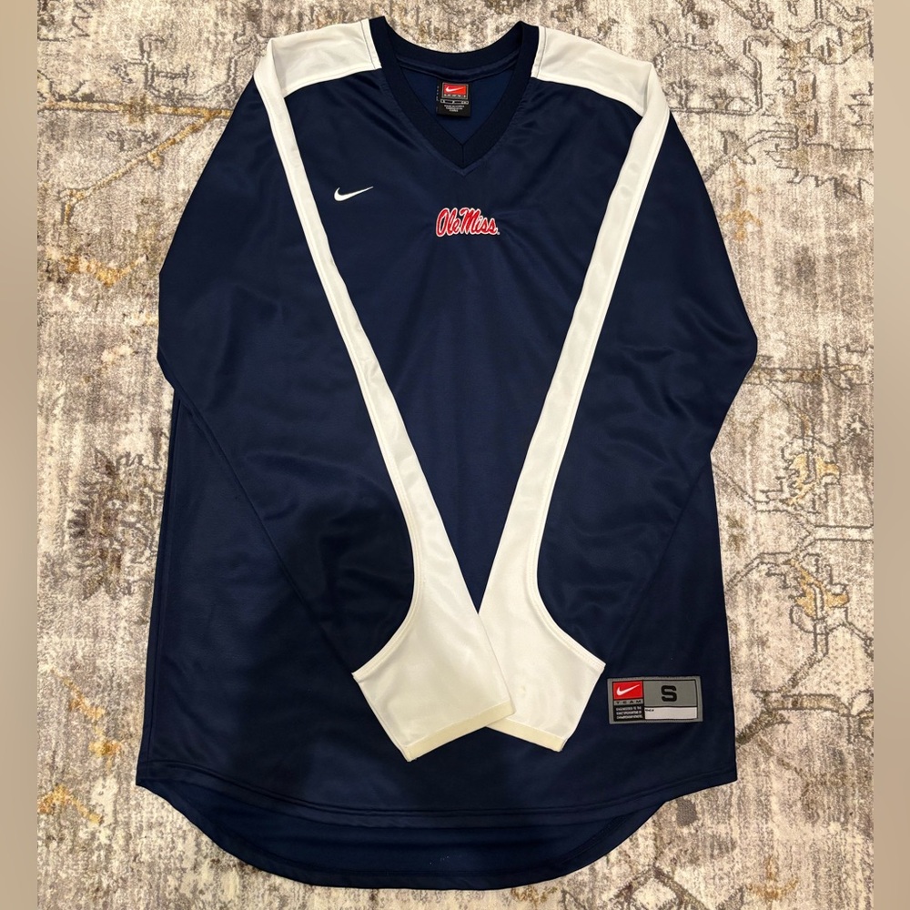 Vtg Y2K Nike Ole Miss Rebels Lightweight Pullover Mens S Navy White NCAA
